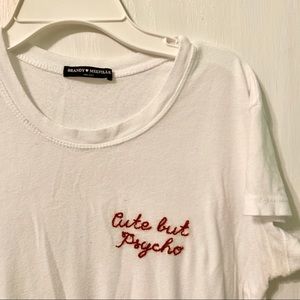 Brandy Melville Cute But Psycho Embroidered Top